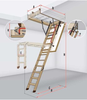 scala retrattile pieghevole in legno super termoisolata ad alta efficienza energetica