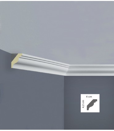 C3015 cornice in poliuretano 4*4,2 per soffitto acquista online Bovelacci su arredoedilizia.shop prezzi bassi Italia Europa
