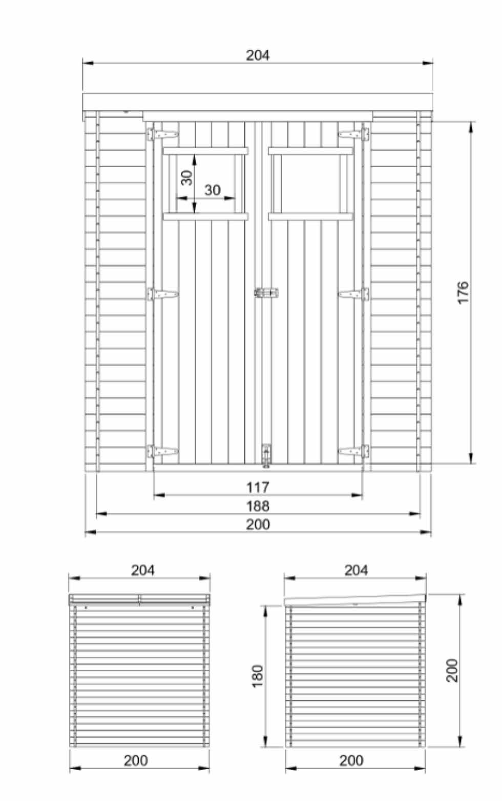 Casetta in legno di abete naturale grezzo non trattato BIRBA 200*200