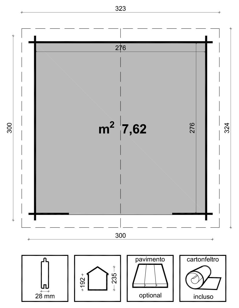 Casetta in legno impregnato a pressione Cleo 300*300
