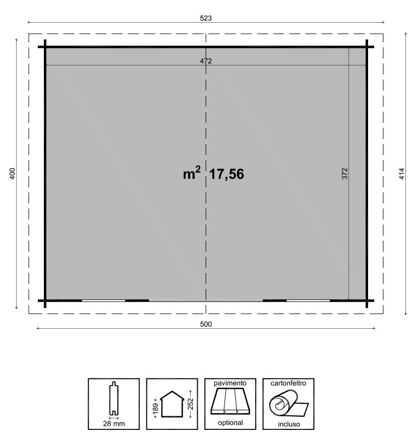 Casetta in legno impregnato a pressione Emma 500*400