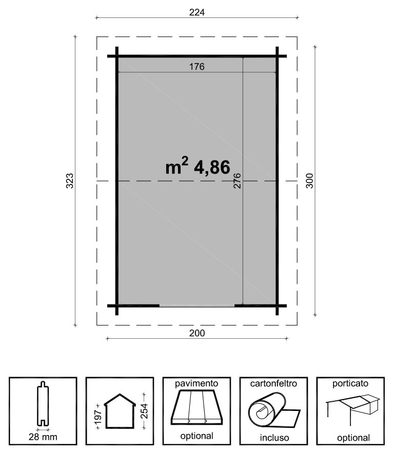 Casetta in legno impregnato a pressione Ilaria 200*300