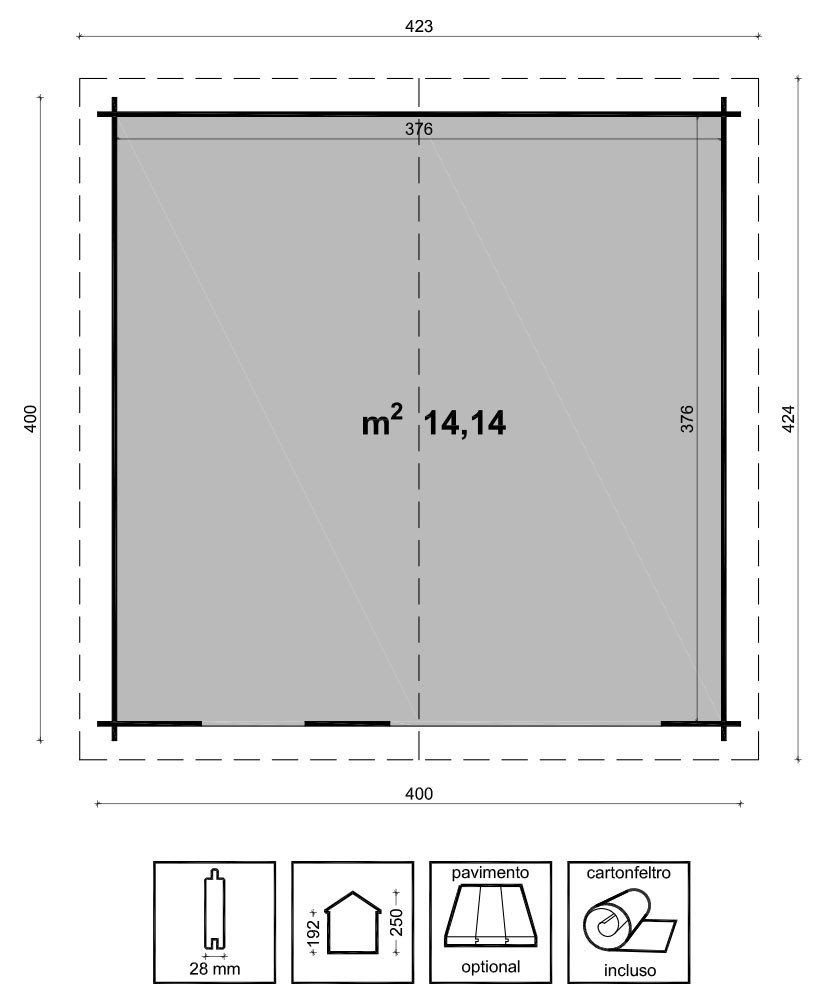 Casetta in legno impregnato a pressione Ines 400*400