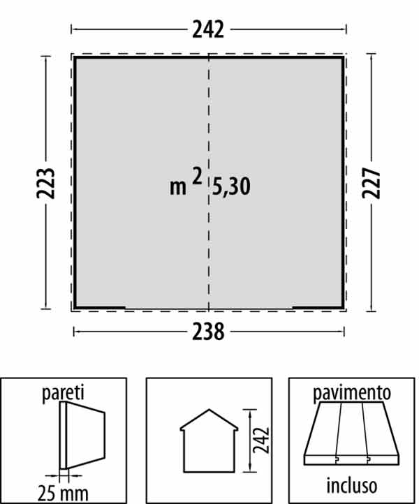 Casetta in polietilene alta densità ROMA 1 → 238*223