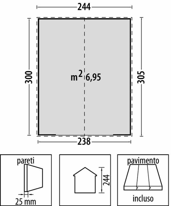 Casetta in polietilene alta densità ROMA 2 → 238*300