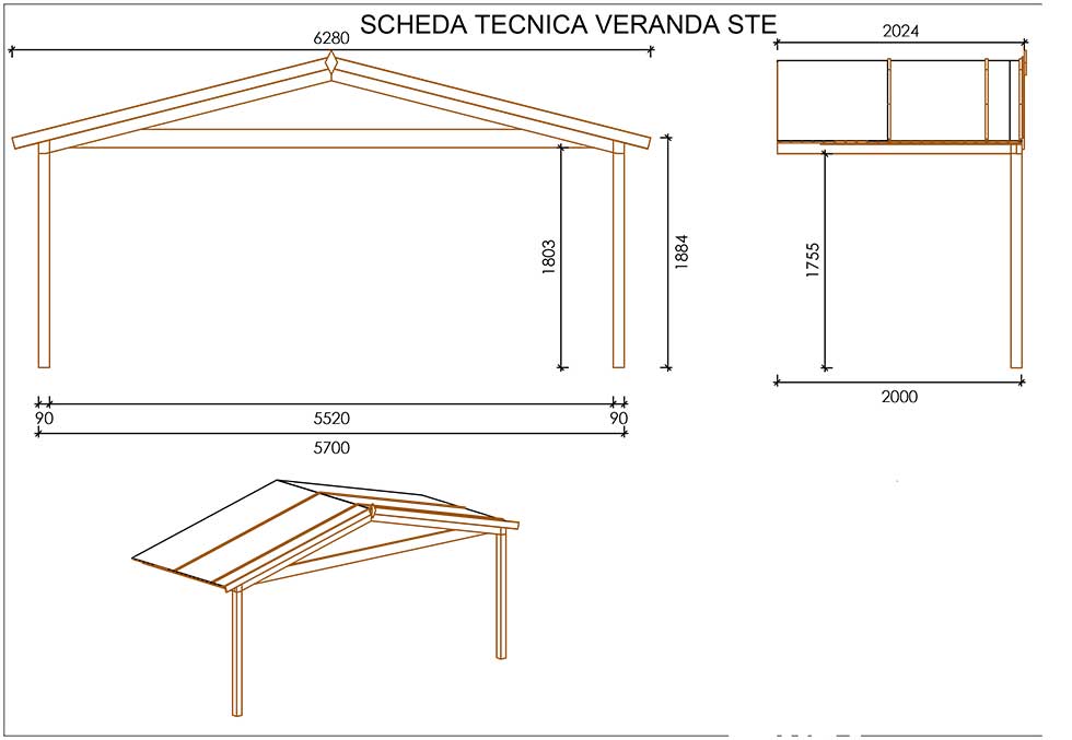 Veranda frontale per casetta  Stella