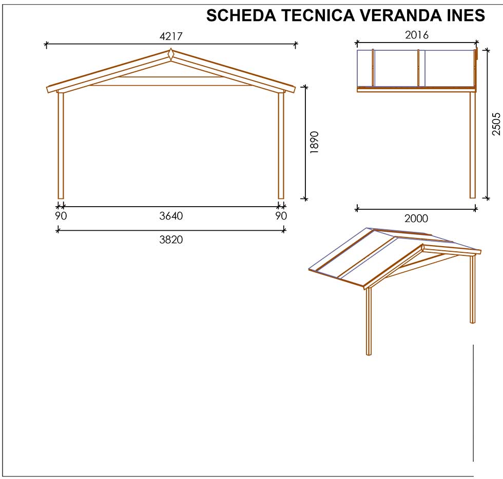 Veranda frontale per casetta  Ines