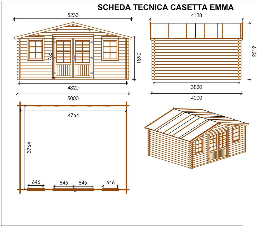 Casetta in legno impregnato a pressione Emma 500*400
