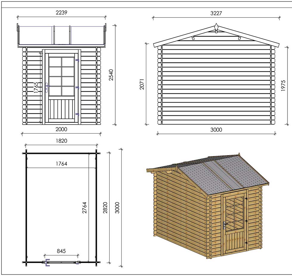 Casetta in legno impregnato a pressione Ilaria 200*300