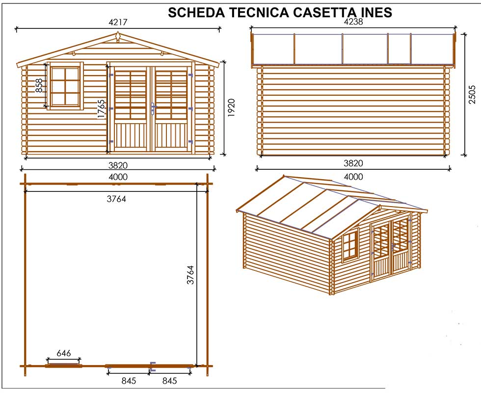 Casetta in legno impregnato a pressione Ines 400*400