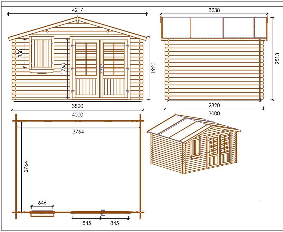Casetta in legno impregnato a pressione Matilde 400*300