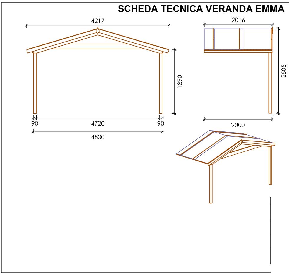 Veranda frontale per casetta  Emma